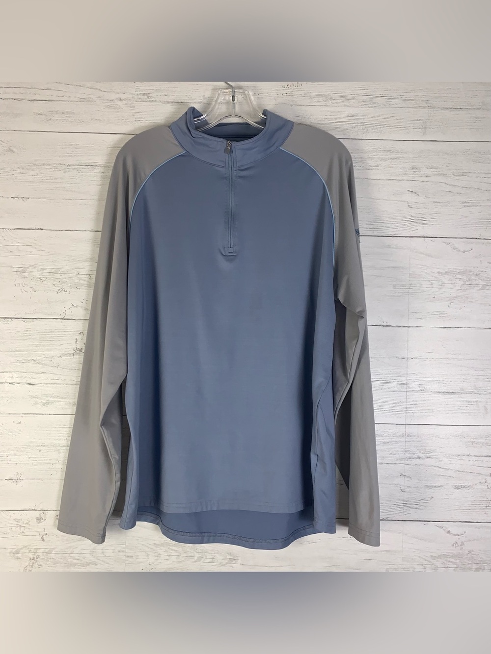 Peter Millar Gray L  Men's Golf Polo Shirt 1/4 Zip Long Sleeve